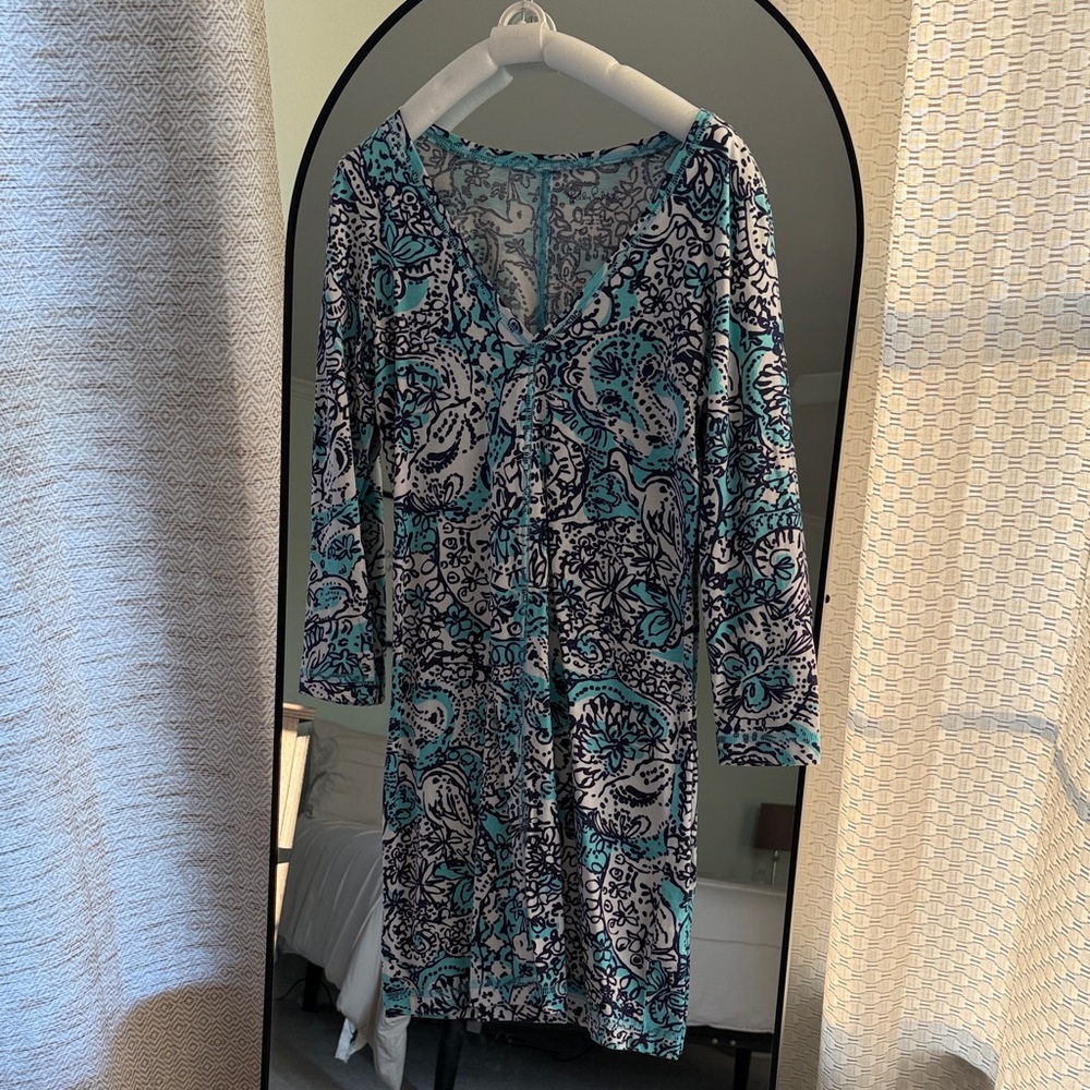Lilly Pulitzer Blue & White Paisley Knit Dress